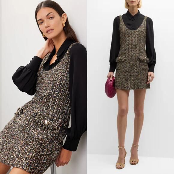 Cinq a Sept Florianna Confetti Tweed Florianna Dress Black Multi - Picture 1 of 9